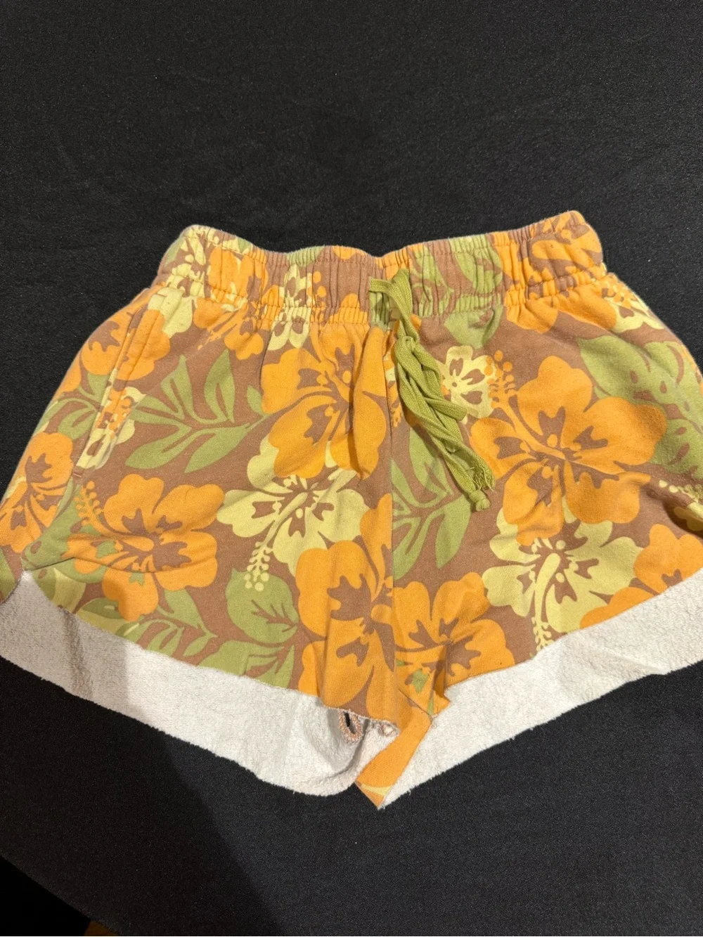 wild fable Floral Tie-Waist Athletic Shorts - Orange & Green